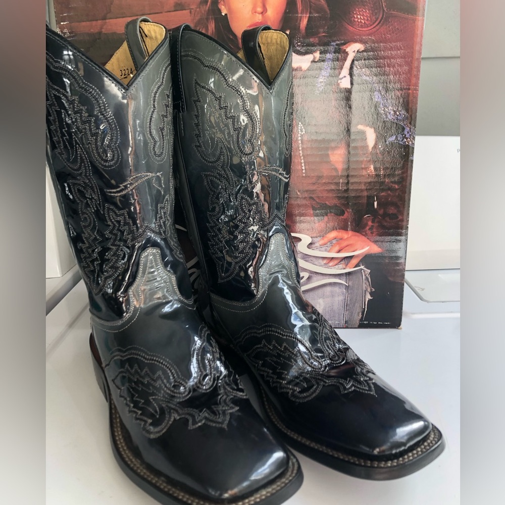 Lagrange patten boots. New, never worn. Kept in original box.